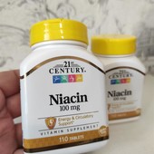 Ниацин (Никотиновая кислота (витамин B3), 100 мг, 21st Century, 110 штук