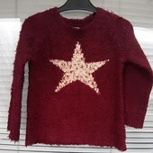 Красивый свитерок травка с перламутровой звездой на 2-3 года