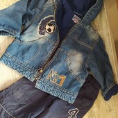 Джинсовая курточка на флисе и штанишки на флисе, размер 92