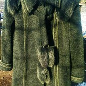 Теплое зимнее пальто из стриженой шерсти ламы с натуральным мехом, модель трапеция