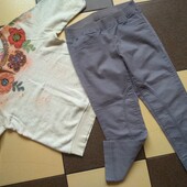 Укороченные джинсы и свитшот-толстовка с красивым декором///свои вещи