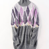 Удлиненный пуловер-платье оверсайз, размер универсальный
