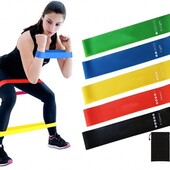 Резинка для фитнеса и спорта Fit4u (эластичная лента) набор 5 шт с чехлом