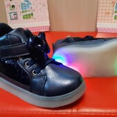 Ботинки демисезонные на девочку bbт перламутровая чешуя светящиеся 21-28р