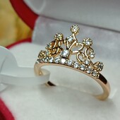 Шикарная новинка!Великолепное кольцо Корона с цирконами.Позолота 585 пробы 18К.Размер 19,5.