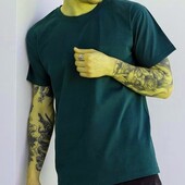 ⇑ Базова футболка з бавовни, темно-зелена, рр. М-2ХЛ на вибір