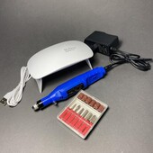 Стартовый набор для домашнего маникюра лампа SUN Mini и фрезер ручка