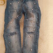 Крутезные джинсы со стразами и бусинами