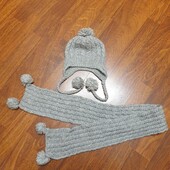 Новая детская шапка и шарф ручной ажурной вязки на 1-4 года