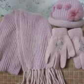 Комплект шапка, шарф, рукавички на вік 11-14 років