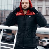 Модна зимова куртка Nike "Европейка" чорно-червоного кольору. Стара ціна!