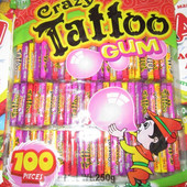 Жувальна гумка крейзі тату Crazy Tatoo gum. Ціла упаковка 100 шт