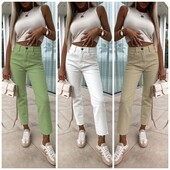 Жіночі стильні джинси слоучі 42-50 рр. Женские джинсы слоучи белые, оливка, беж 020210 лх