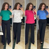 Жіночий стильний Комплект блузка штані 42-52 рр. Женский костюм блуза, брюки 07260 па
