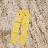 Модные коттоновые жёлтые брюки скинни талия на резинке ✓✓164✓✓95/73 можно на S