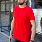 ⇑ Базова футболка з бавовни червоний, розмір ХL