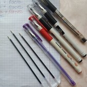 Набір ручок 5 шт+3 пасти (синій 2 шт, червоний 1 шт, фіолетовий 1 шт, чорний 1 шт)