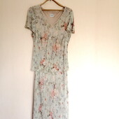 Нежное нарядное нюдовое платье макси в цветочный принт. разм. 16 (XL/xxl)