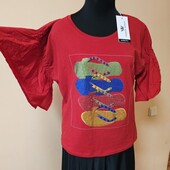 Шикарная турецкая фабричная футболка, блузка с камнями