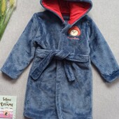 Дитячий плюшевий халат 12-18 міс Паддінгтон махровий халатик з капюшоном для хлопчика