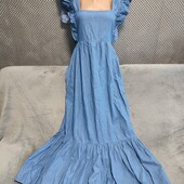 Симпатичное платье/сарафан( тонкий джинс) в пол, р.40( евро)