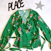 Блузка на запах жіноча в квіточку h&m зелена р.L