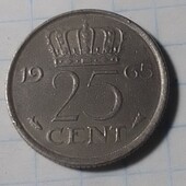 Монета Нідерландів 25 центів 1965