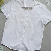 Дитяча біла літня сорочка 12-13 років з коротким рукавом для хлопчика
