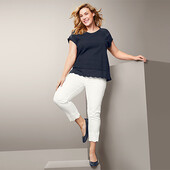 ♕ Якісні стрейч-джинси з вишивкою довжиною 7/8 від Tchibo (Німеччина), розмір наш: 50-54 (44 євро)