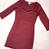 Сукня в рубчик у кольорі бордо