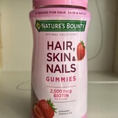 Nature's bounty hair, skin and nails gummies 80шт вітаміни для покращення стану волосся,шкіри,нігтів
