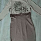 Lafoli брендовое платье по фигуре цвет мокко размер XS S евро 34/36