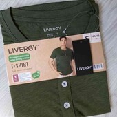 Livergy брендовая мужская хлопковая футболка цвет хаки размер S можно подростку 