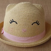 Солом'яний капелюх H&M 6-8 років Кішка 52-53см панамка 122-128см
