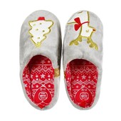 Кімнатні капці теплі велюрові тапочки новорічний принт взуття для дому бренду cool