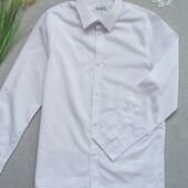 Дитяча біла сорочка 11-12 років з довгим рукавом для хлопчика