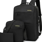 Универсальный комплект для ежедневного использования backpack black 3 в 1 Рюкзак Сумка Клатч черный