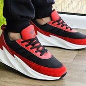 Мужские кроссовки Adidas Shark Black Red White на шнуровке.