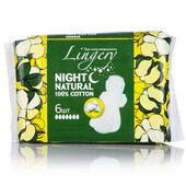 Прокладки женские гигиенические Lingery Night Normal Natural Сotton 6 шт. в упаковке