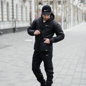 Трійка! Комплект чоловічий: куртка Nike чорна + штани "President" чорні. Барсетка у подарунок!