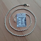 Цепочка серебряная 925 пробы. Длина 55 см, ширина 3.5 мм.