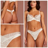 Hunkemoller noir! Шикарні жіночі труси із мережива і сатину, стрінги Хл розмір snow white! Лот 421