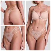 Hunkemoller! Ніжні пудрові жіночі труси з сердечками, страп-панти Хл розмір pale lilac!
