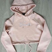 Siksilk стильный укороченный худи с капюшоном цвет пудра размер евро 36/38
