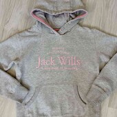 Jack Wills брендовый худи с капюшоном цвет серый меланж на рост 140 см
