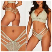 Hunkemoller! Мереживні жіночі труси, стрінги, страп-панти 2Xs розмір desert sage! Лот 164