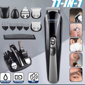 Машинка триммер для стрижки волос Kemei KM-600 (11 В 1 + Подставка)