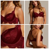 Hunkemoller noir! Дуже гарний жіночий бюстгальтер із мережива і сіточки 70С cabernet! Лот 733