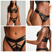 Hunkemoller private collection! Шкіряні жіночі труси з мереживом Хл розмір! Лот 37