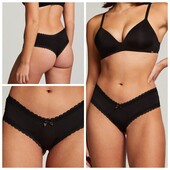 Hunkemoller! Якісні жіночі труси з мереживним оздобленням Л розмір caviar! Лот 426